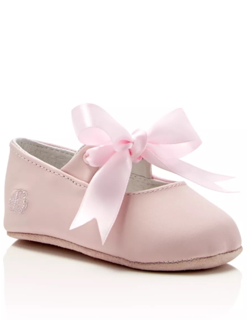 💗 RALPH LAUREN Pink Lambskin Ballet Flats with Satin Bow EUC Baby Shoes